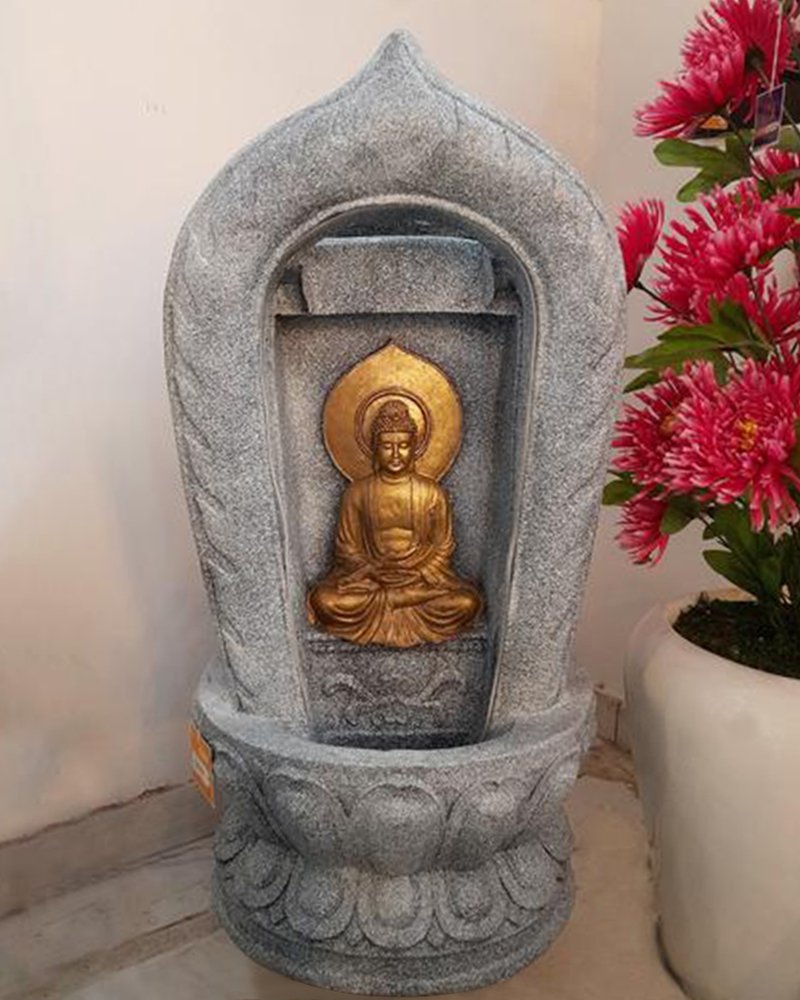 Shawshank Water Fountain Grey Buddha Temple Water Fountain With Light & Water Pump - Image 4