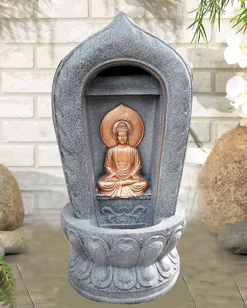 Shawshank Water Fountain Grey Buddha Temple Water Fountain With Light & Water Pump - Image 3