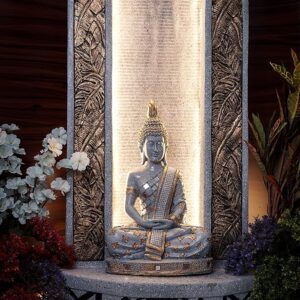 Expleasia Slate Buddha 4ft Water Fountain for Home, Office, Garden Grey Color Large, Buddha Water Fountain, Slate Buddha Water Fountain, Water Fountain for Home
