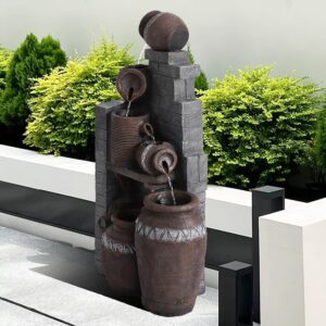 Shawshank Brick Pot Water Fountain for Home Decor for Indoor Tabletop Office Lawn Balcony Gift Gifting with LED Lights Water Pump